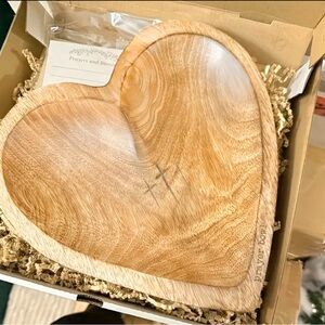 Heart Shaped Wooden Prayer Bowl with Cards